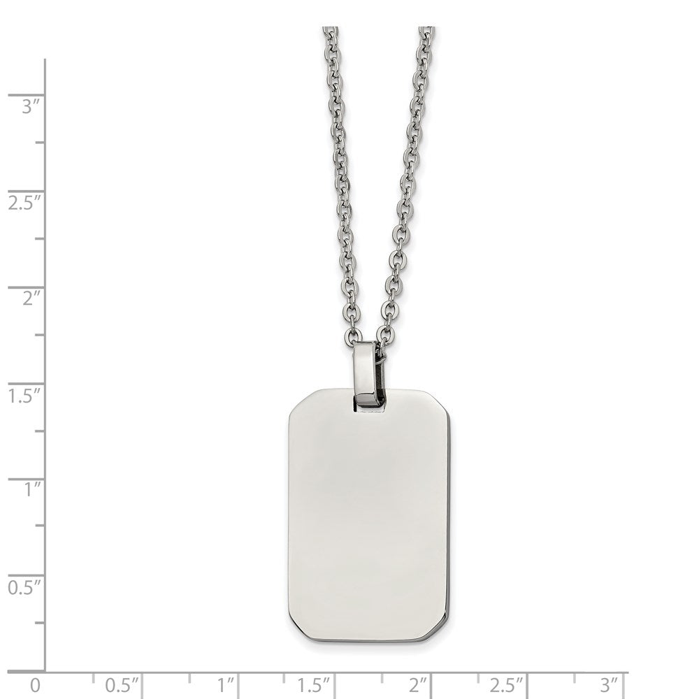 Stainless Steel Polished Rectangle Dog Tag on a 22 inch Cable Chain NecklaceEngravable Charm Pendant Jewelry Gifts (Length 22" Width 0.84")