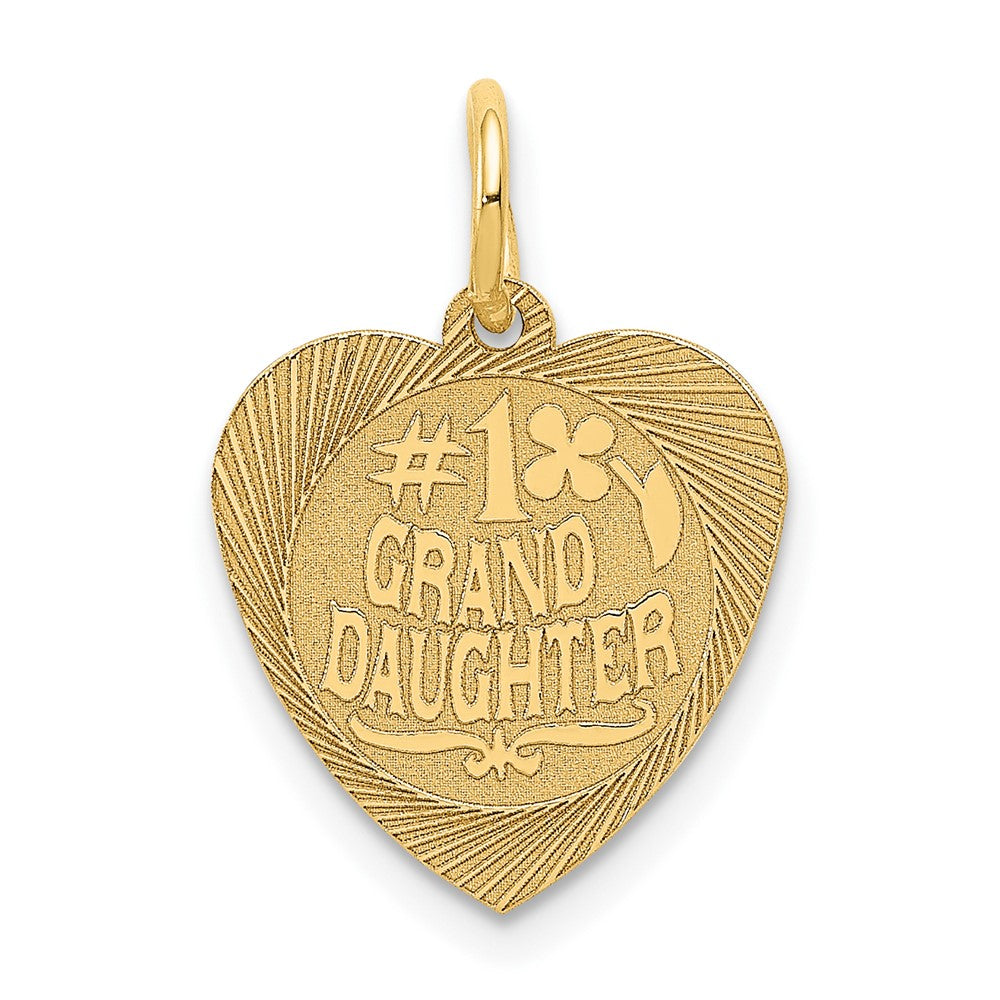 14k Yellow Gold #1 GRANDDAUGHTER Engravable Charm Pendant Jewelry Gifts (Length 0.7" Width 0.55")