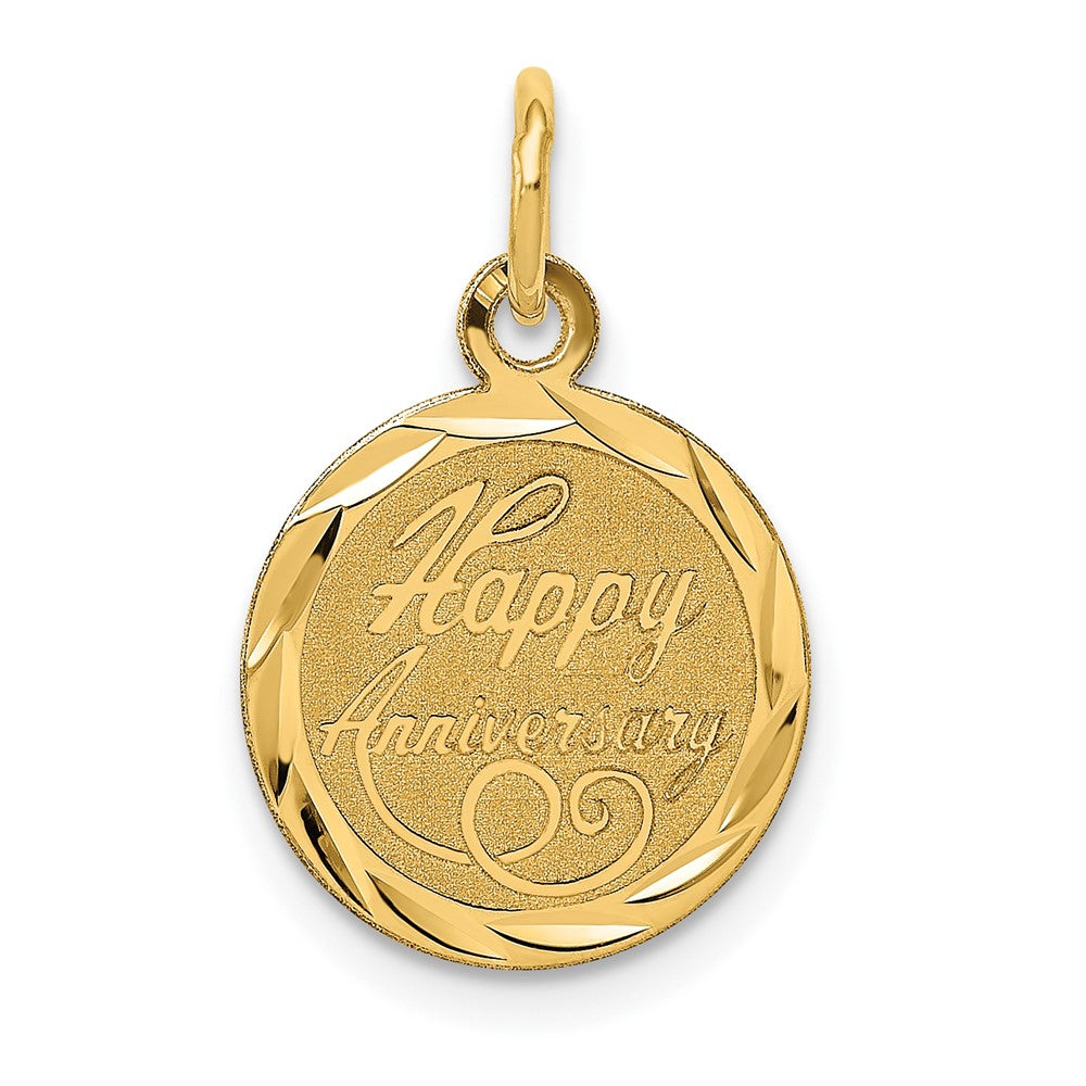 14k Yellow Gold HAPPY ANNIVERSARYEngravable Charm Pendant Jewelry Gifts (Length 0.82" Width 0.51")