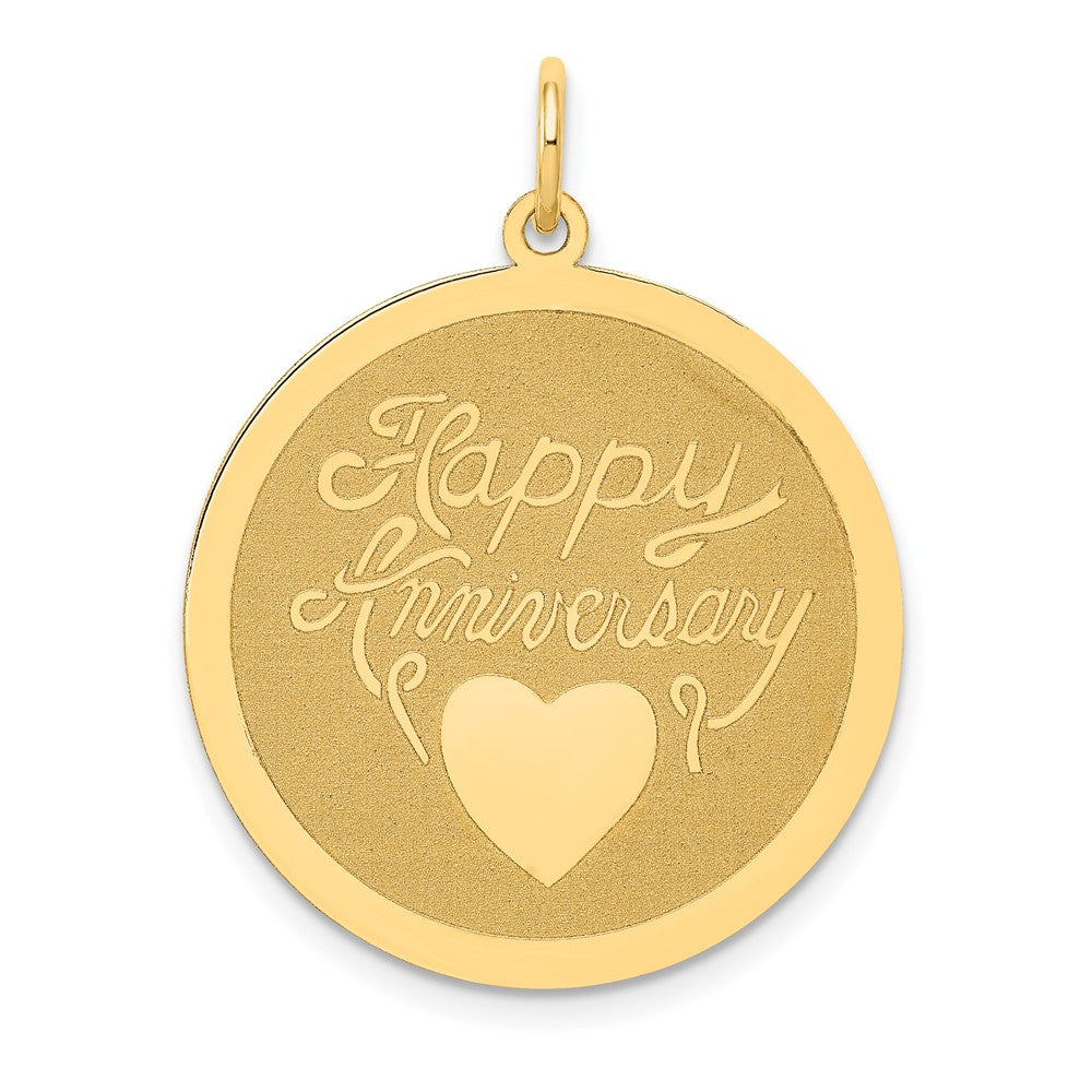 14k Yellow Gold Happy AnniversaryEngravable Charm Pendant Jewelry Gifts (Length 1.21" Width 0.98")