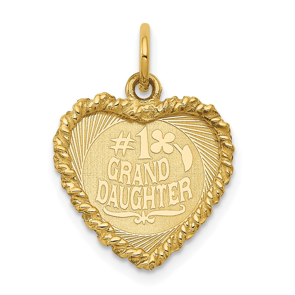 14k Yellow Gold #1 GRANDDAUGHTER Disc Engravable Charm Pendant Jewelry Gifts (Length 0.86" Width 0.59")