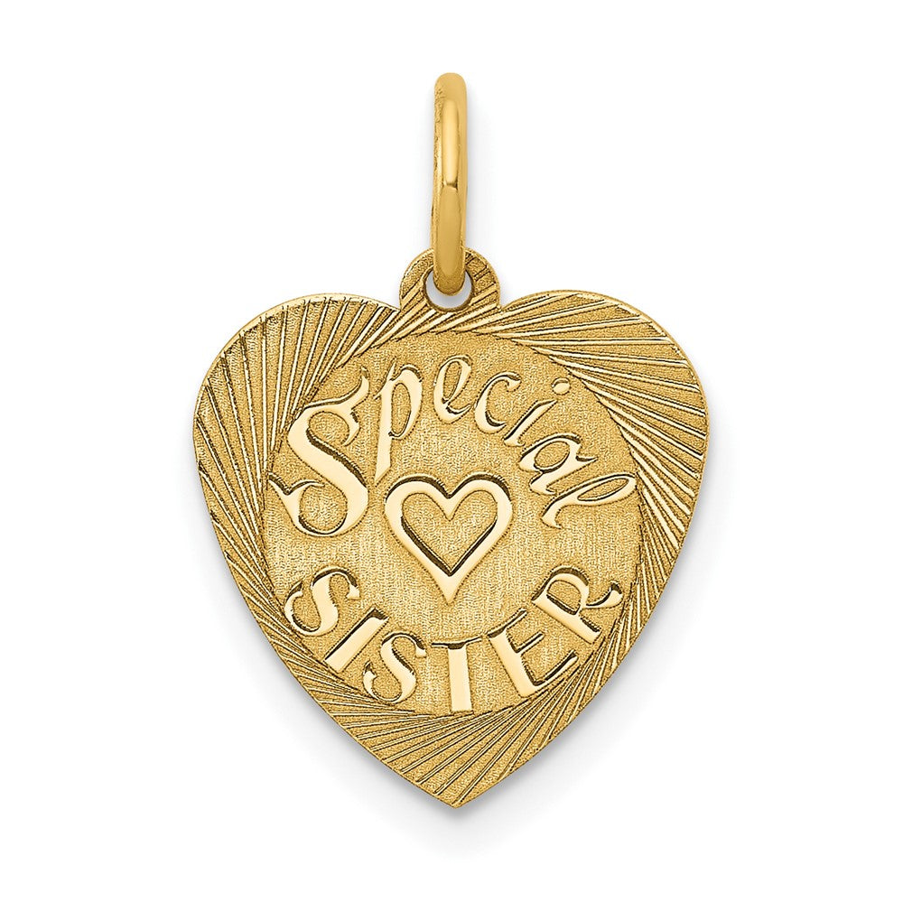 14k Yellow Gold Special Sister Engravable Charm Pendant Jewelry Gifts (Length 0.78" Width 0.47")