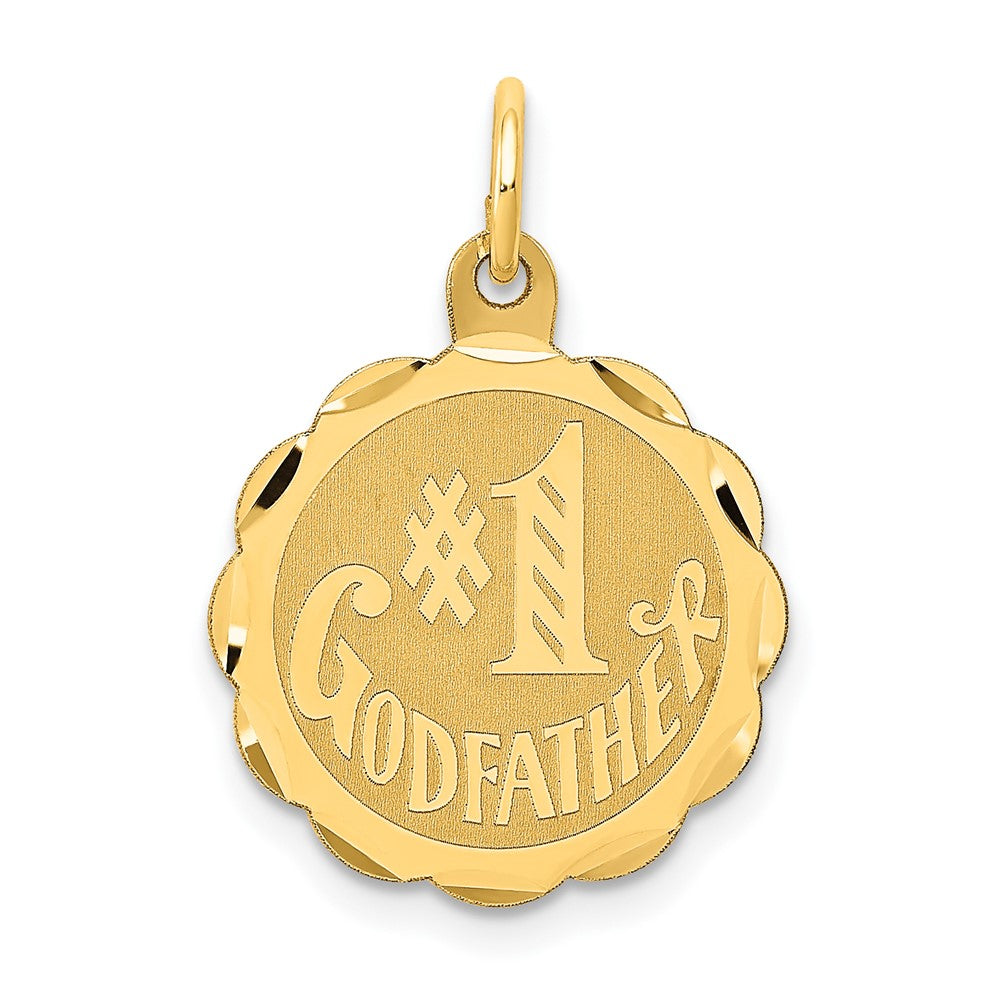 14k Yellow Gold #1 GODFATHER Engravable Charm Pendant Jewelry Gifts (Length 0.74" Width 0.74")