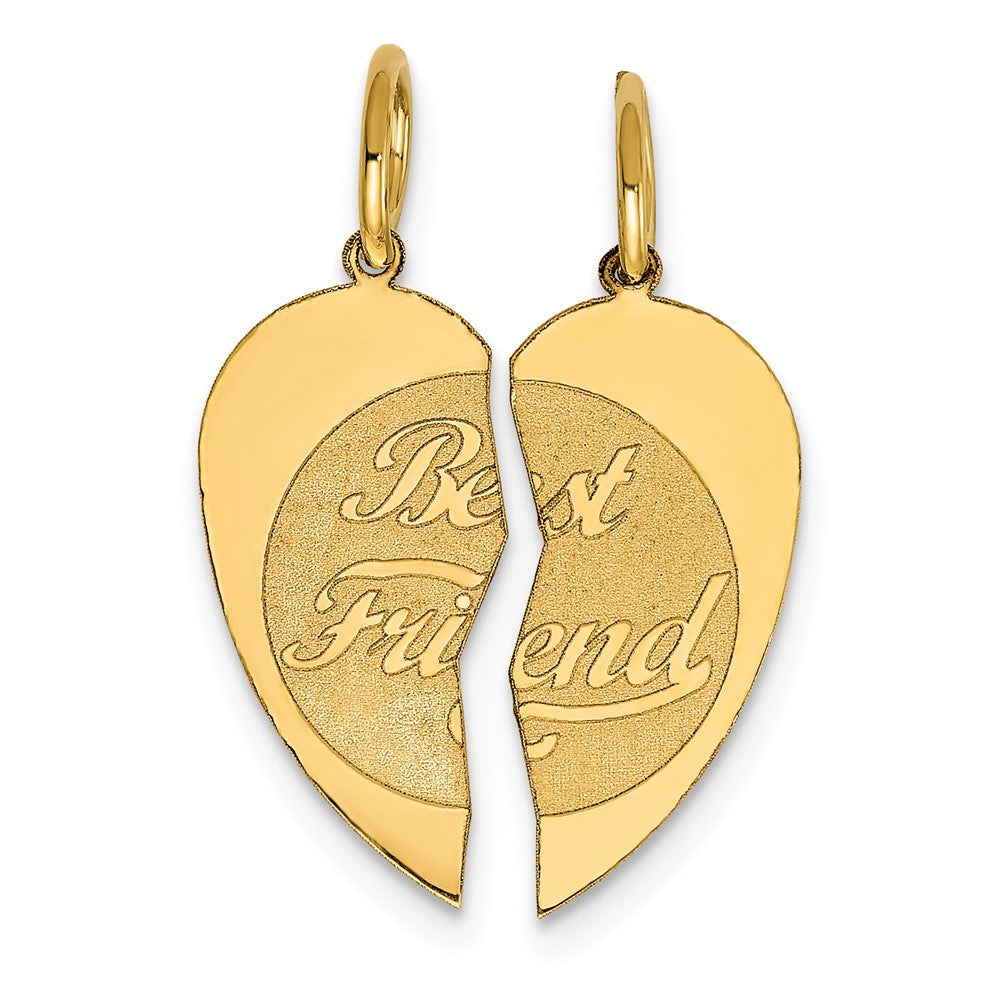 14k Yellow Gold 2 piece BEST FRIENDEngravable Charm Pendant Jewelry Gifts (Length 0.86" Width 0.59")