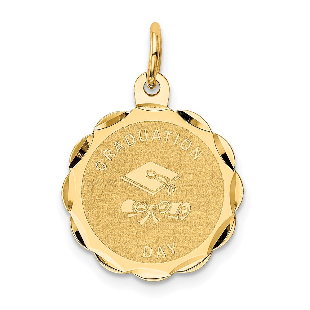 14k Yellow Gold GRADUATION DAY Engravable Charm Pendant Jewelry Gifts (Length 0.86" Width 0.62")