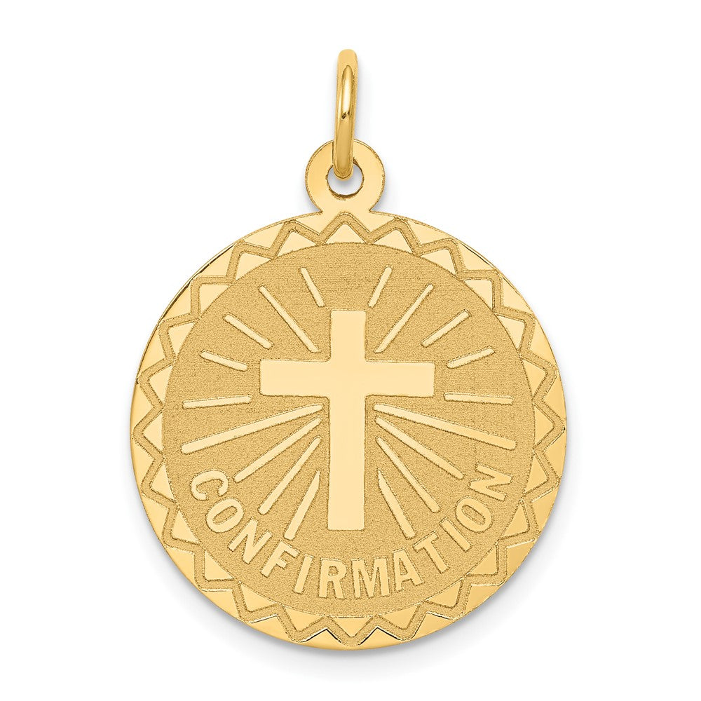 14k Yellow Gold Confirmation Disc Engravable Charm Pendant Jewelry Gifts (Length 1.05" Width 0.78")