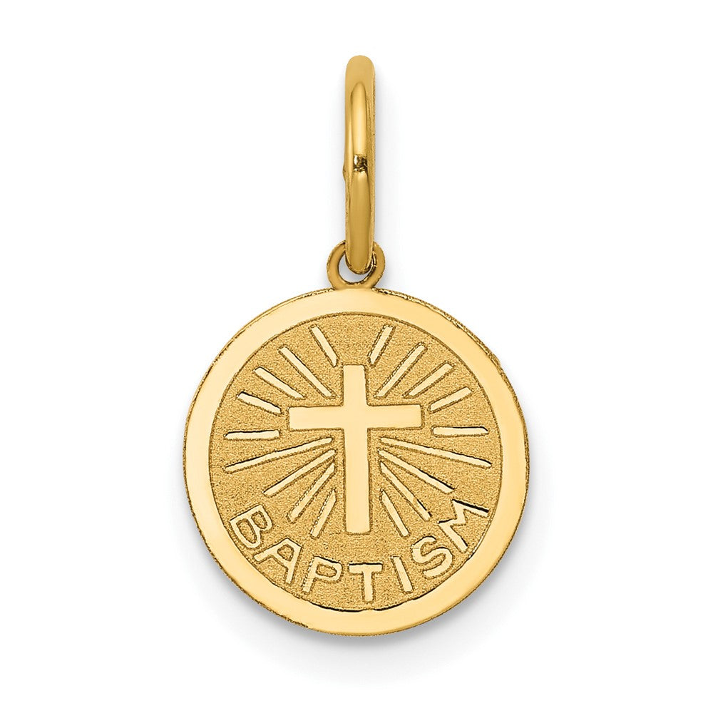14k Yellow Gold Small Baptism Engravable Charm Pendant Jewelry Gifts (Length 0.66" Width 0.39")
