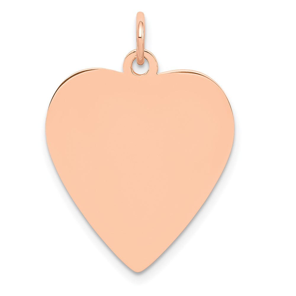 14K Rose Gold Polished Heart Shaped Disc Engravable Charm Pendant Jewelry Gifts (Length 1.05" Width 0.74")