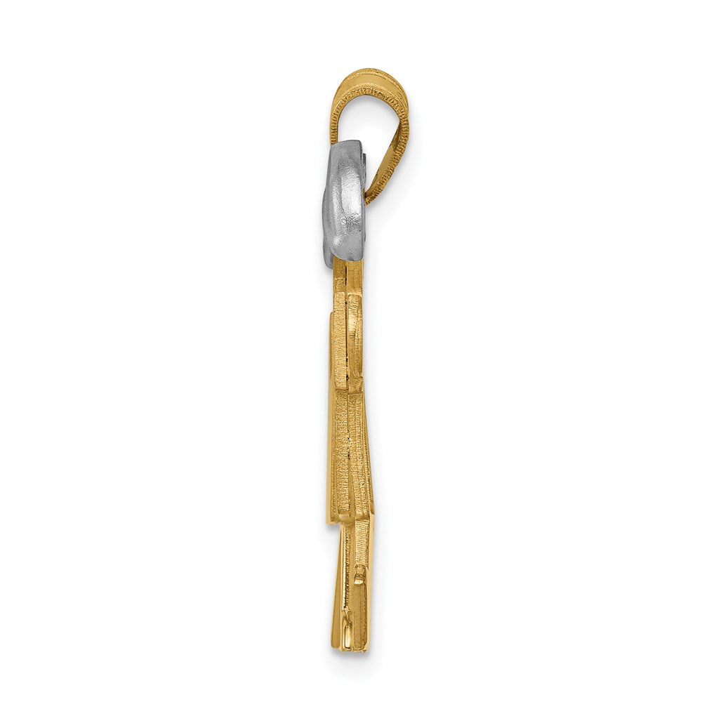 14k Two Tone Yellow and White Gold Large Double Boys Engravable Charm Pendant Jewelry Gifts (Length 1.21" Width 1.29")