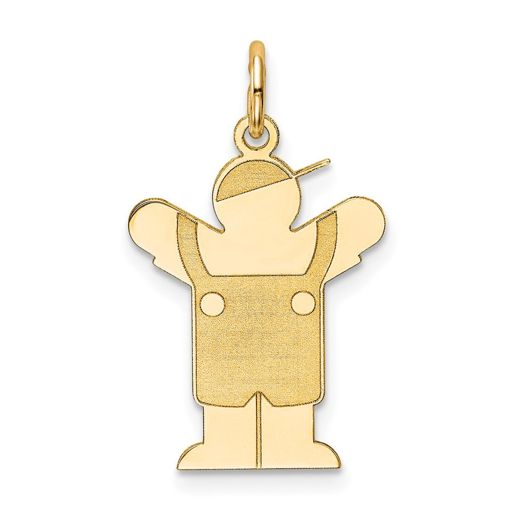 14k Yellow Gold Kid Engravable Charm Pendant Jewelry Gifts (Length 0.98" Width 0.59")
