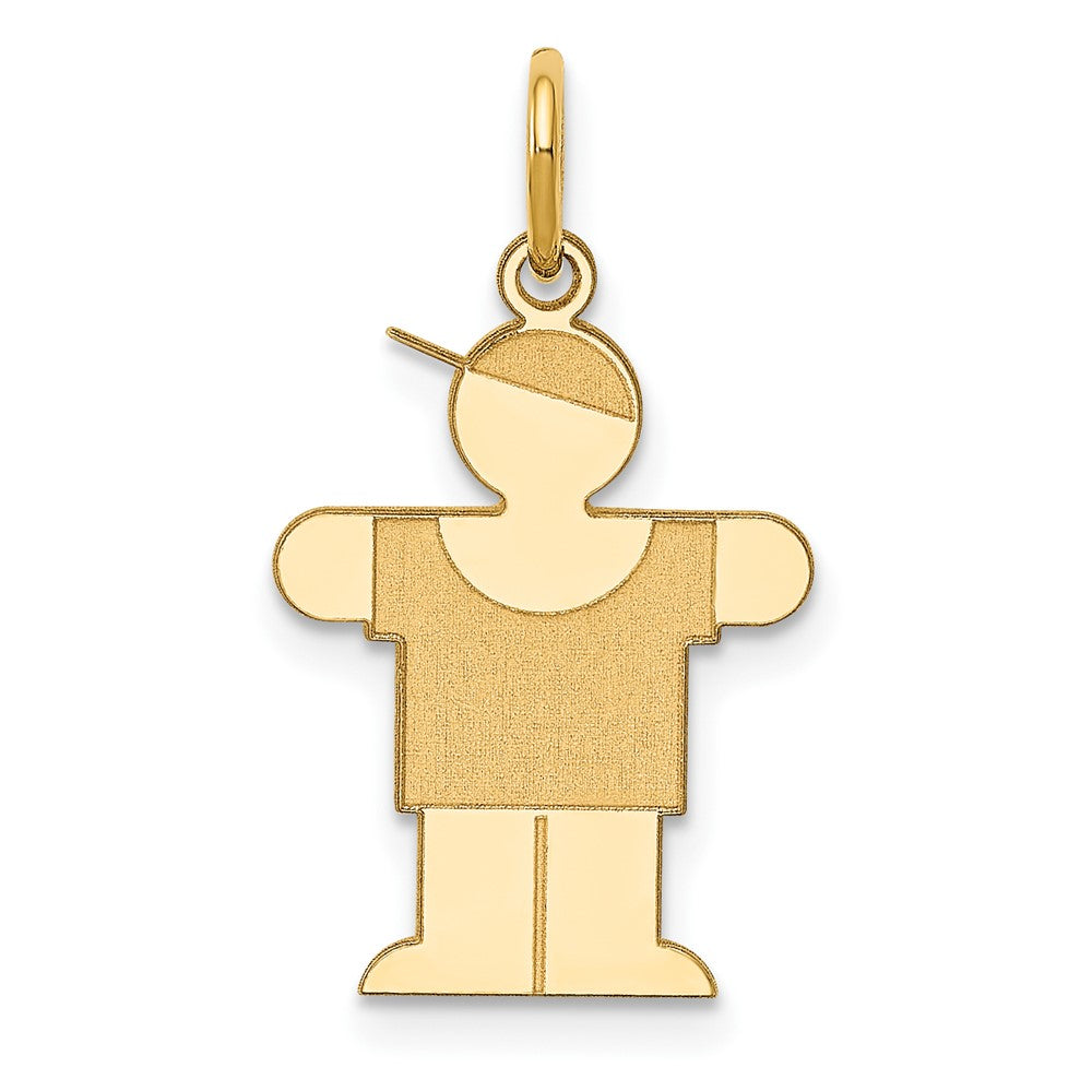 14k Yellow Gold Kid Engravable Charm Pendant Jewelry Gifts (Length 0.98" Width 0.59")