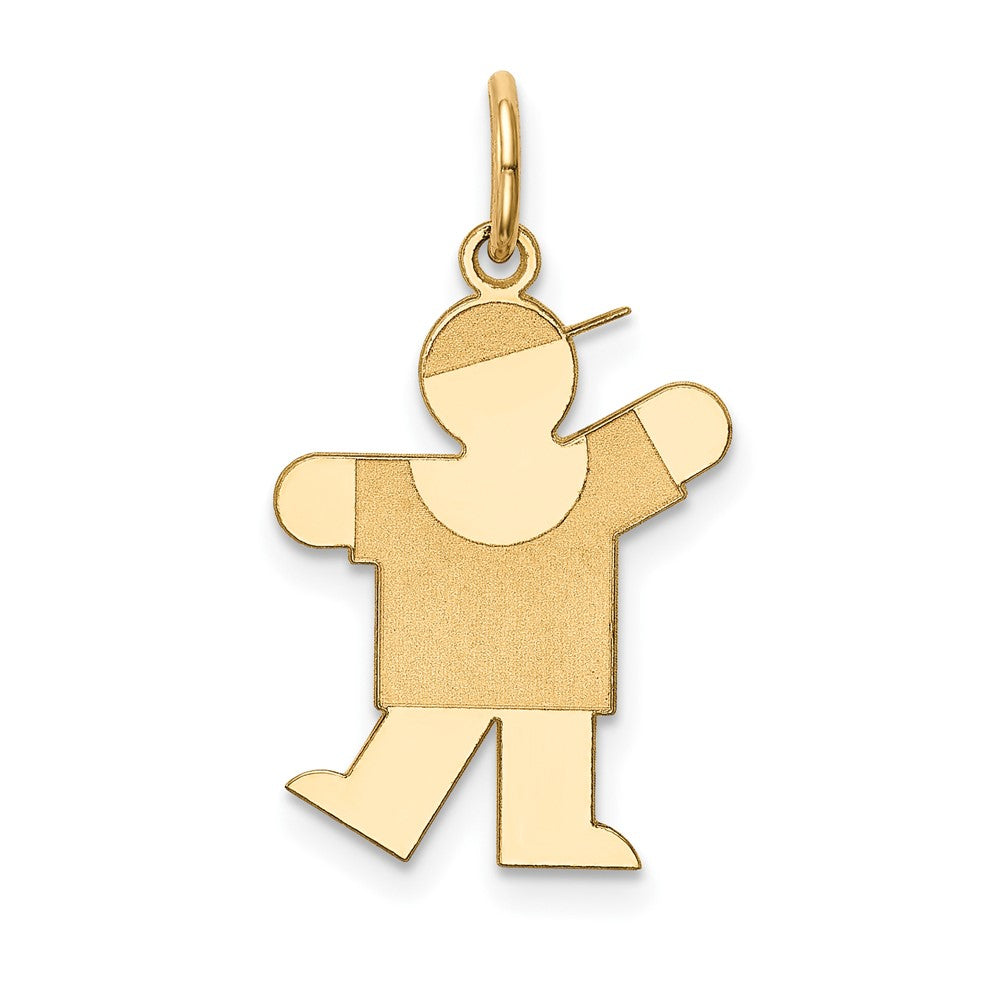14k Yellow Gold Kid Engravable Charm Pendant Jewelry Gifts (Length 0.98" Width 0.59")