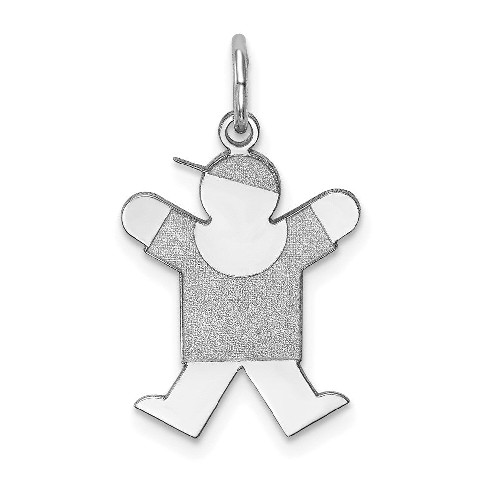 14k White Gold Kid Engravable Charm Pendant Jewelry Gifts (Length 0.98" Width 0.59")