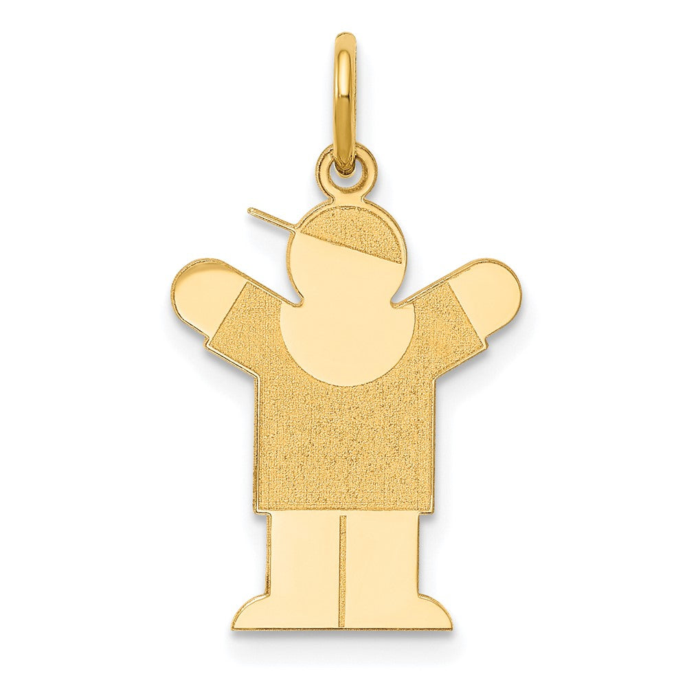 14k Yellow Gold Kid Engravable Charm Pendant Jewelry Gifts (Length 0.98" Width 0.59")