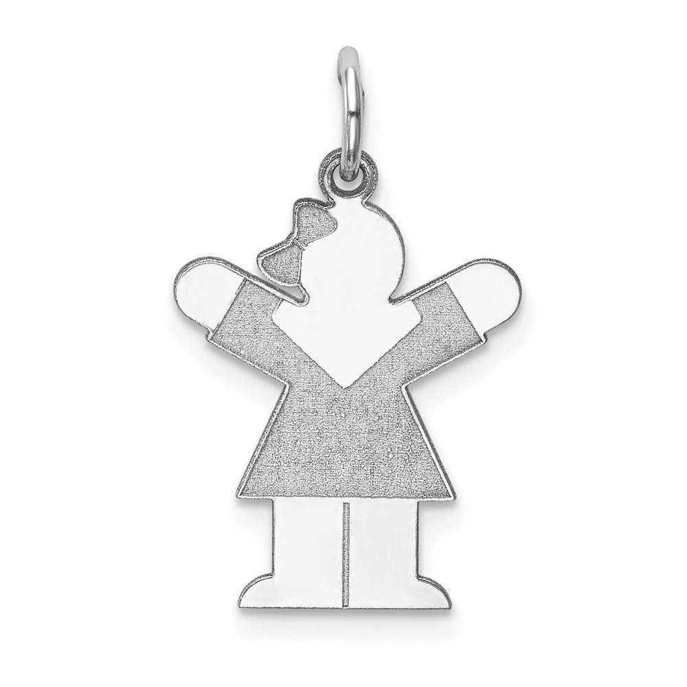 14k White Gold Kid Engravable Charm Pendant Jewelry Gifts (Length 0.98" Width 0.59")