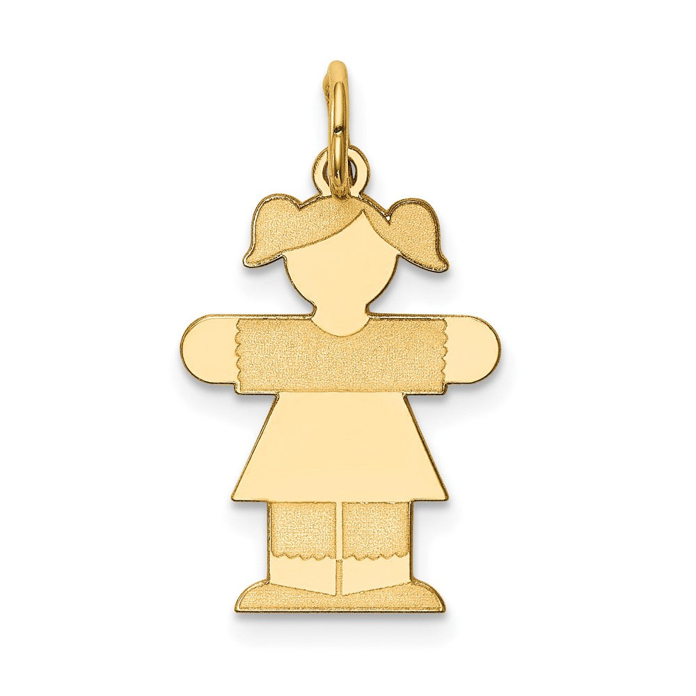 14k Yellow Gold Kid Engravable Charm Pendant Jewelry Gifts (Length 0.98" Width 0.59")