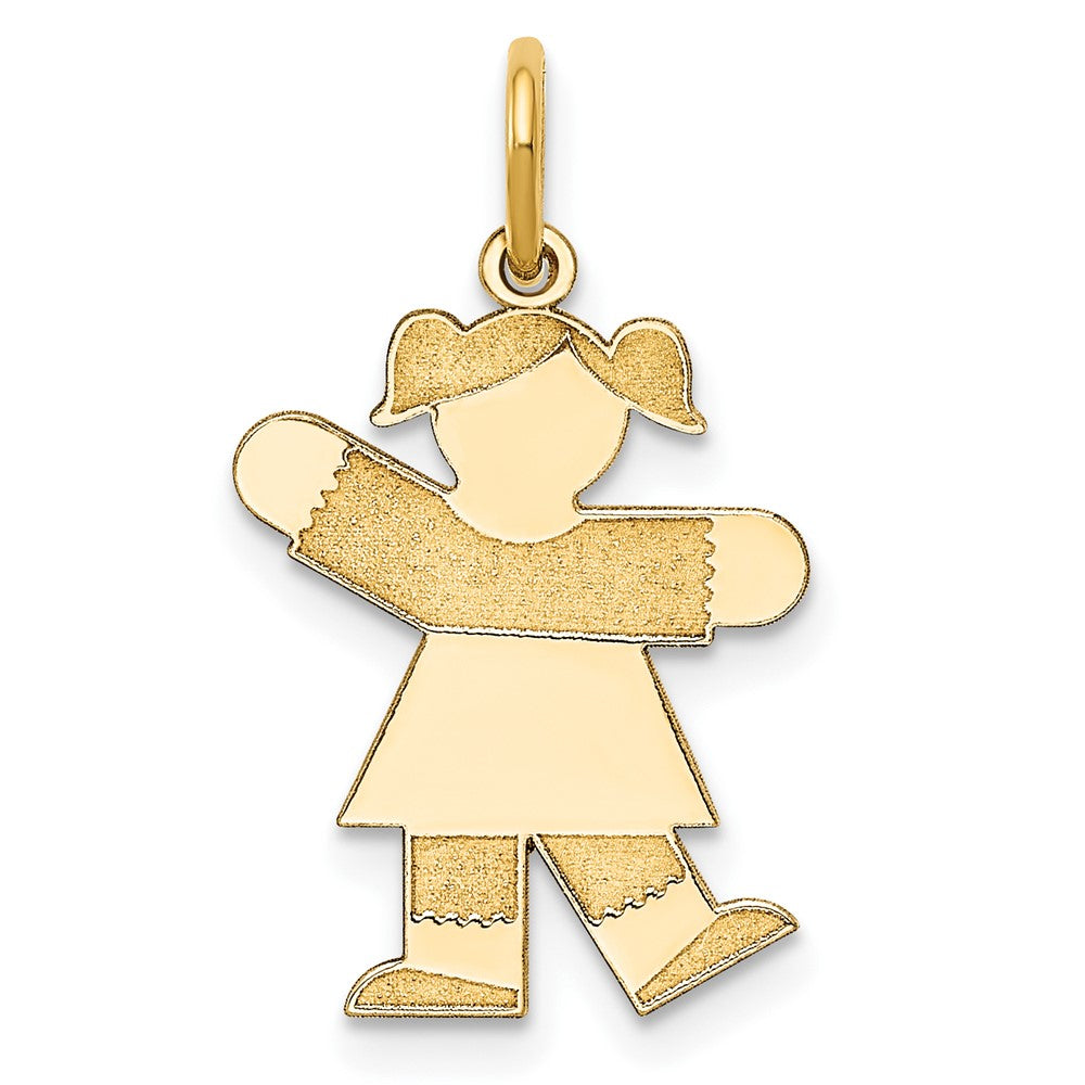 14k Yellow Gold Kid Engravable Charm Pendant Jewelry Gifts (Length 0.98" Width 0.59")