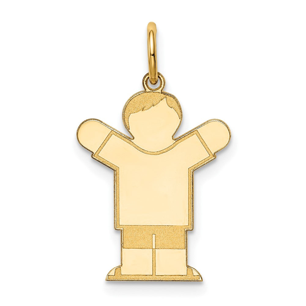 14k Yellow Gold Kid Engravable Charm Pendant Jewelry Gifts (Length 0.98" Width 0.59")