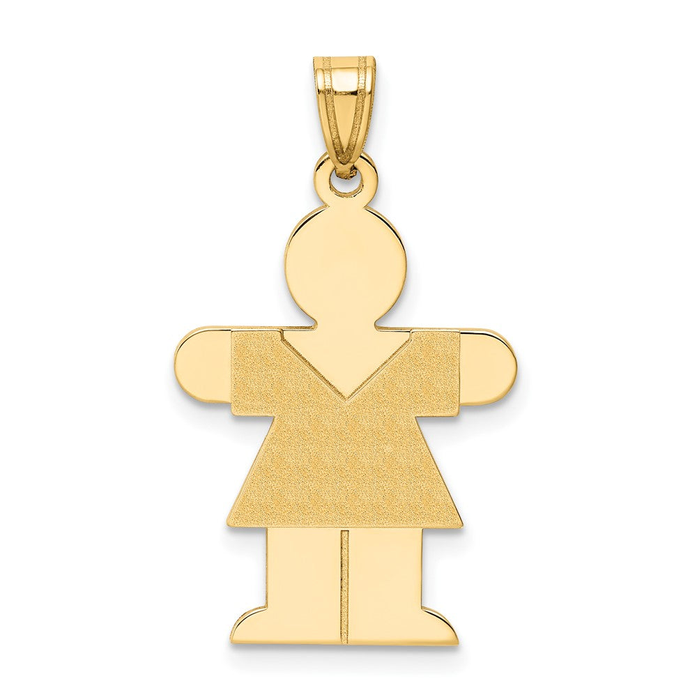 14k Yellow Gold Girl Engravable Charm Pendant Jewelry Gifts (Length 1.17" Width 0.7")