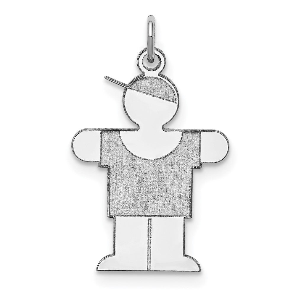 925 Sterling Silver Hugs Kid Engravable Charm Pendant Jewelry Gifts (Length 1.17" Width 0.74")