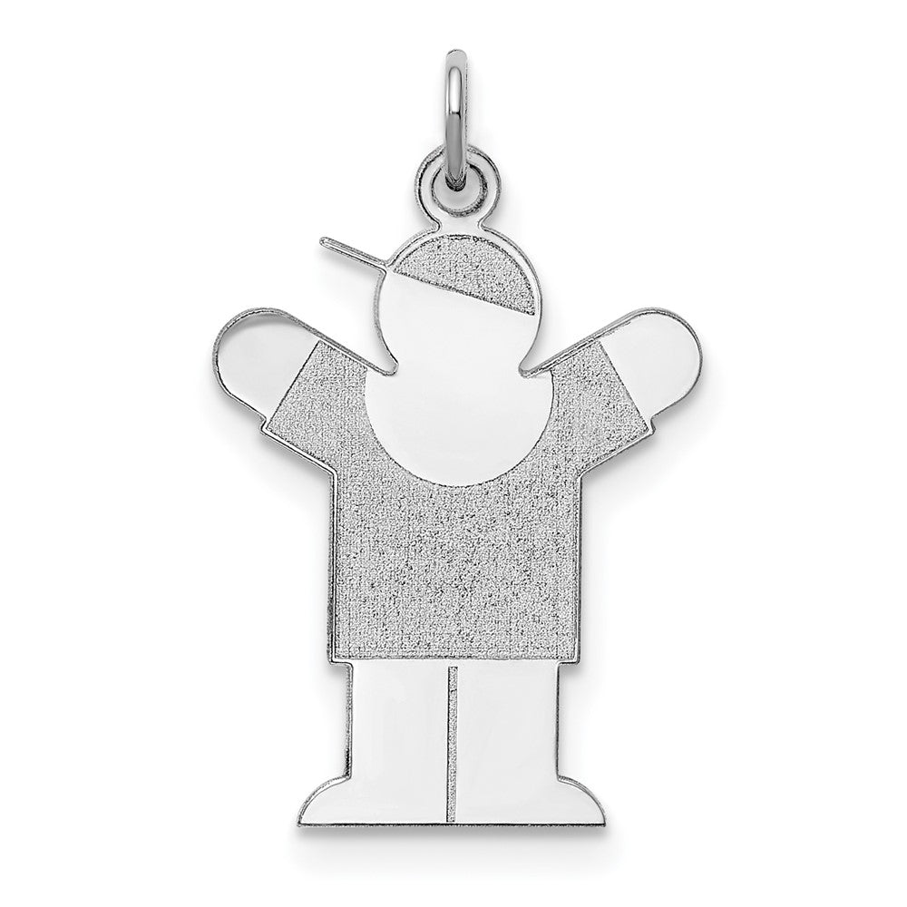 925 Sterling Silver Love Kid Engravable Charm Pendant Jewelry Gifts (Length 1.17" Width 0.78")