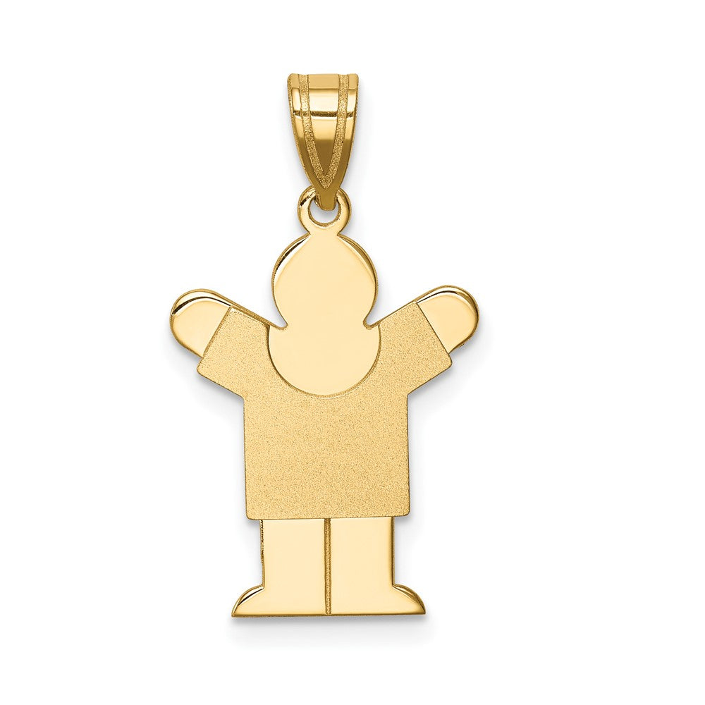 14k Yellow Gold Satin Boy Engravable Charm Pendant Jewelry Gifts (Length 0.98" Width 0.59")