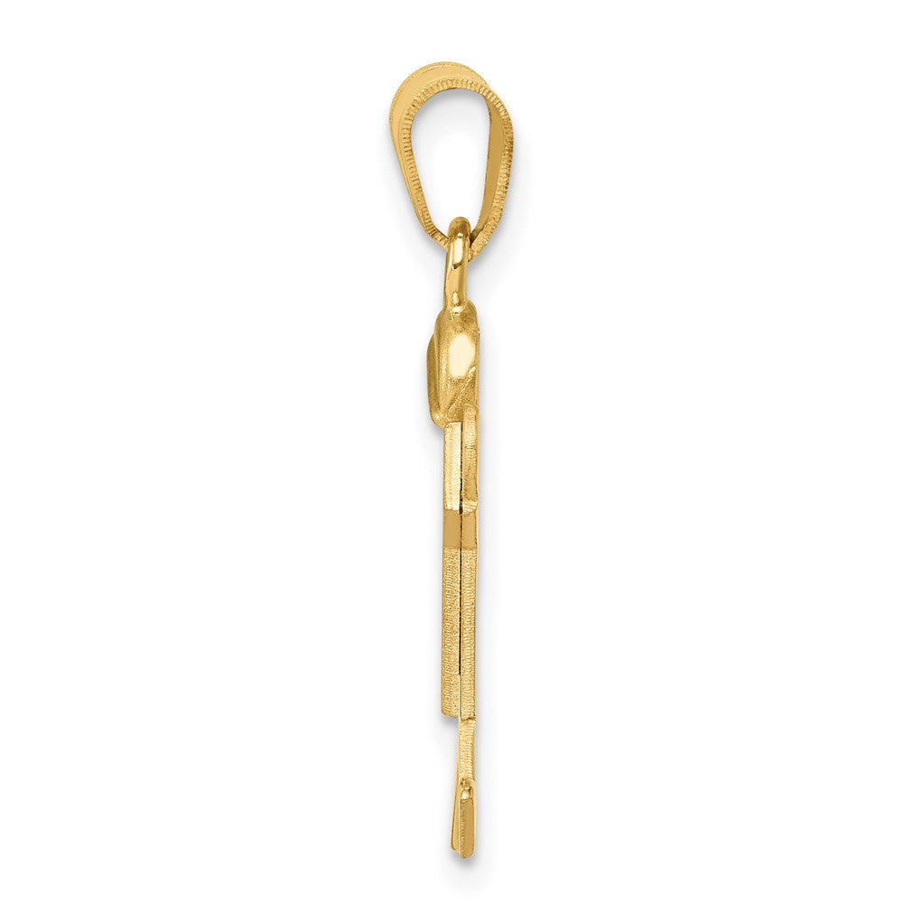 14k Yellow Gold Boy with Hat on Right Engravable Charm Pendant Jewelry Gifts (Length 0.98" Width 0.59")