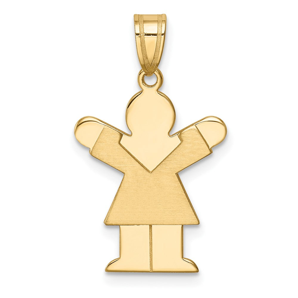 14k Yellow Gold Girl Engravable Charm Pendant Jewelry Gifts (Length 0.98" Width 0.59")