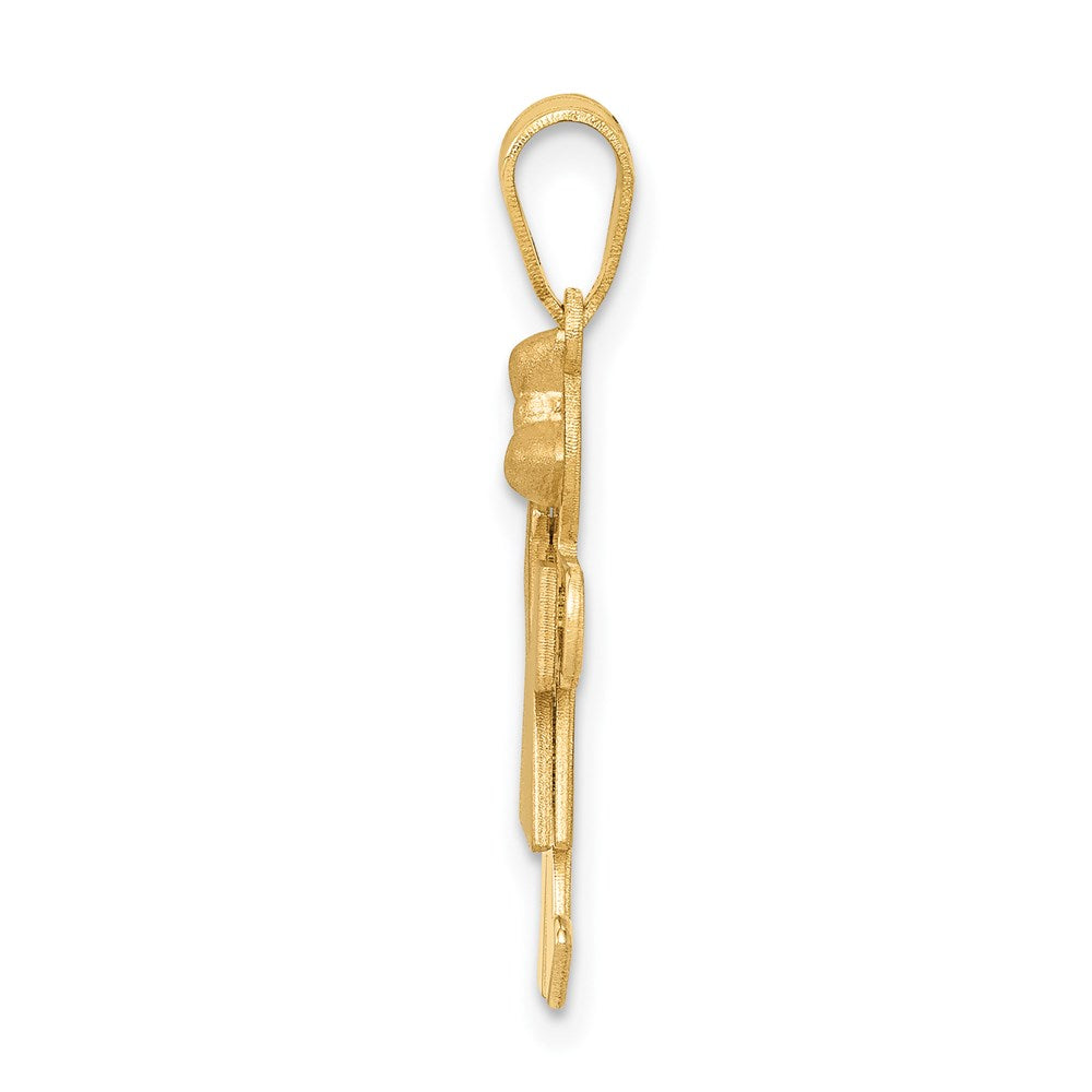 14K Two Tone Yellow and Rose Gold Small Girl with Bow on Right Engravable Charm Pendant Jewelry Gifts (Length 0.98" Width 0.59")