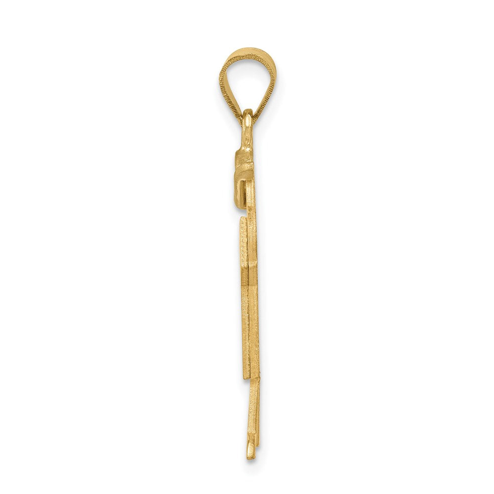 14k Two Tone Yellow and White Gold Large Boy with Hat on Left Engravable Charm Pendant Jewelry Gifts (Length 1.17" Width 0.74")