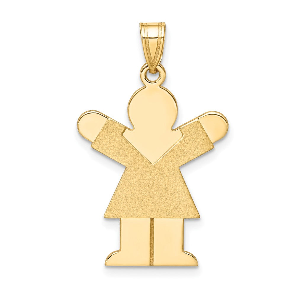 14k Yellow Gold Girl Engravable Charm Pendant Jewelry Gifts (Length 1.37" Width 0.78")