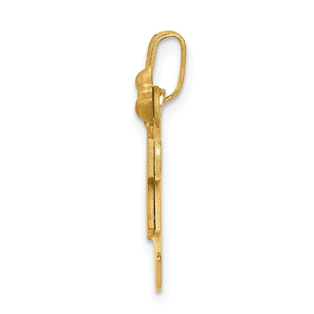 14k Yellow Gold Boy Facing Right and Girl Facing Left Engravable Charm Pendant Jewelry Gifts (Length 1.17" Width 1.01")