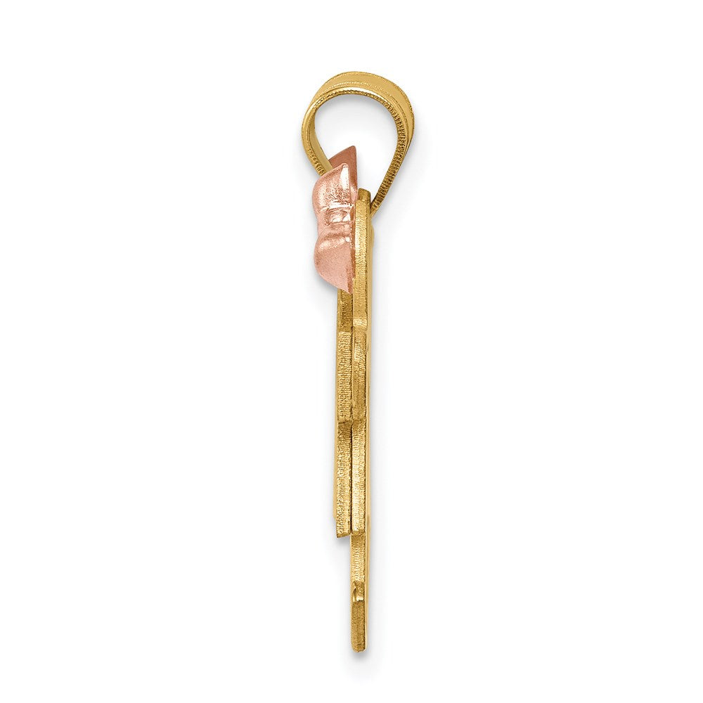 14K Two Tone Yellow and Rose Gold Small Double Girls Engravable Charm Pendant Jewelry Gifts (Length 0.98" Width 0.98")