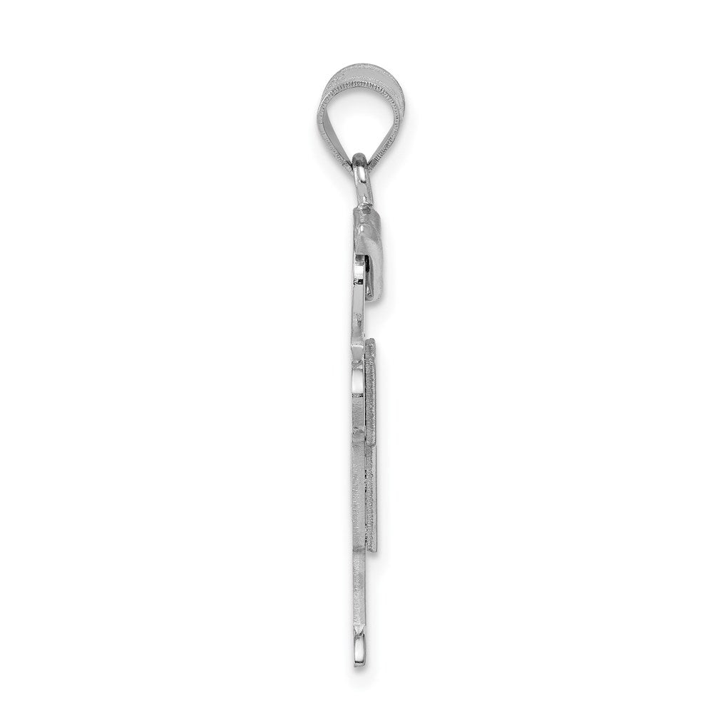 14k White Gold Medium Boy with Hat on Right Engravable Charm Pendant Jewelry Gifts (Length 1.17" Width 0.66")
