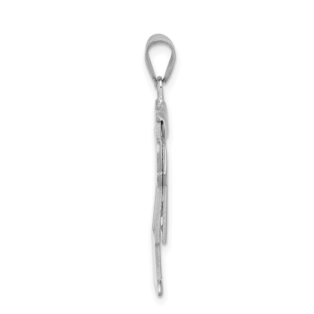 14k White Gold Medium Boy with Hat on Right Engravable Charm Pendant Jewelry Gifts (Length 1.17" Width 0.78")