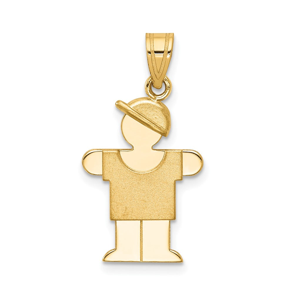 14k Yellow Gold Boy with Hat on Right Engravable Charm Pendant Jewelry Gifts (Length 0.98" Width 0.59")