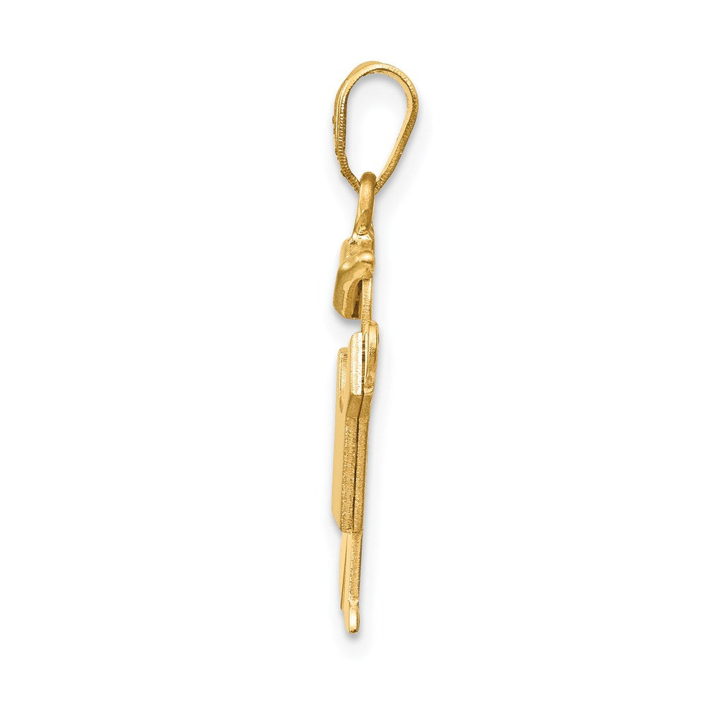 14k Yellow Gold Boy with Hat on Left Engravable Charm Pendant Jewelry Gifts (Length 0.98" Width 0.59")