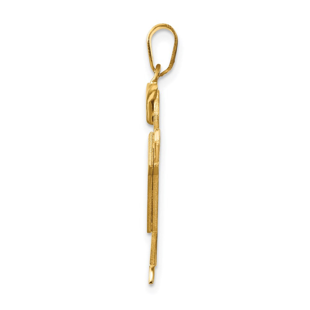 14k Yellow Gold Boy with Hat on Left Engravable Charm Pendant Jewelry Gifts (Length 1.17" Width 0.7")
