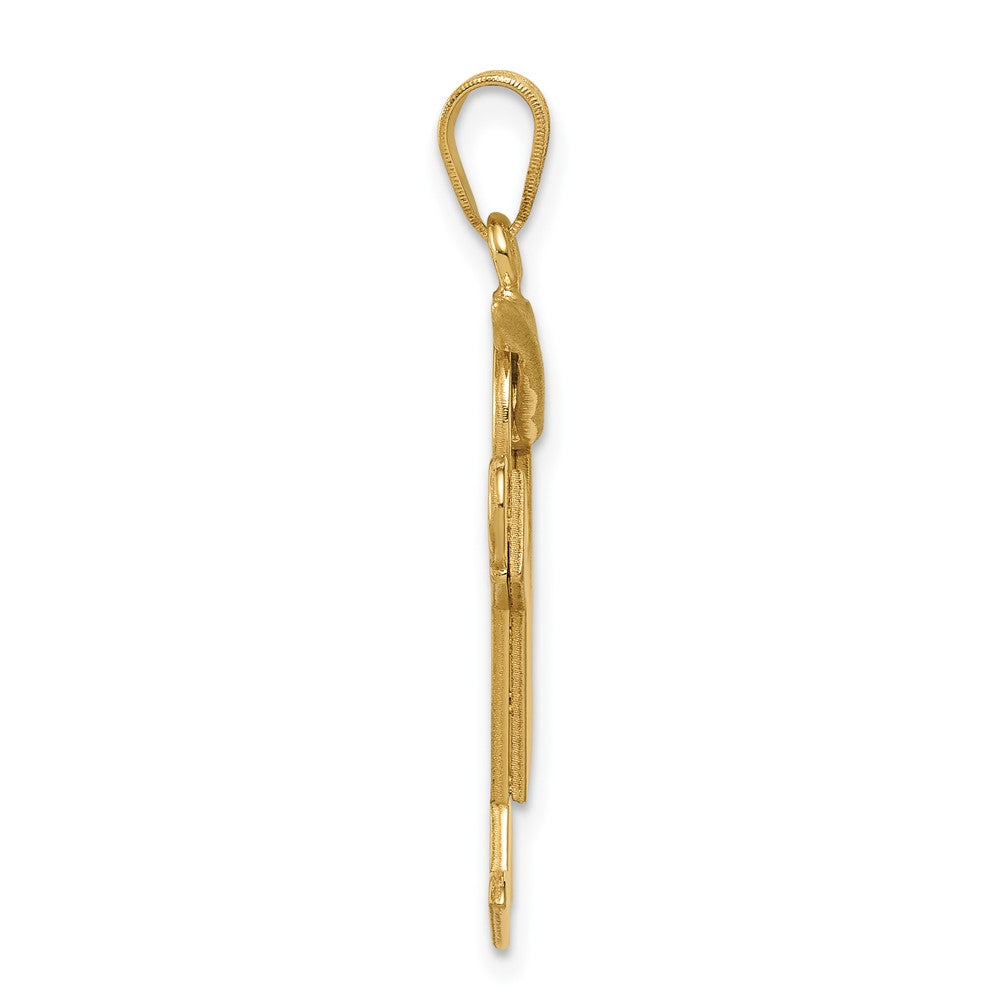 14k Yellow Gold Boy with Hat on Right Engravable Charm Pendant Jewelry Gifts (Length 1.17" Width 0.78")