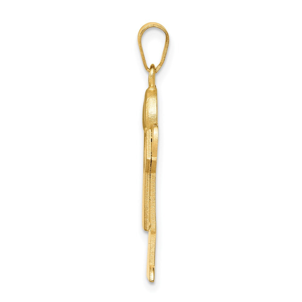 14k Yellow Gold Boy with Hat on Right Engravable Charm Pendant Jewelry Gifts (Length 1.17" Width 0.78")