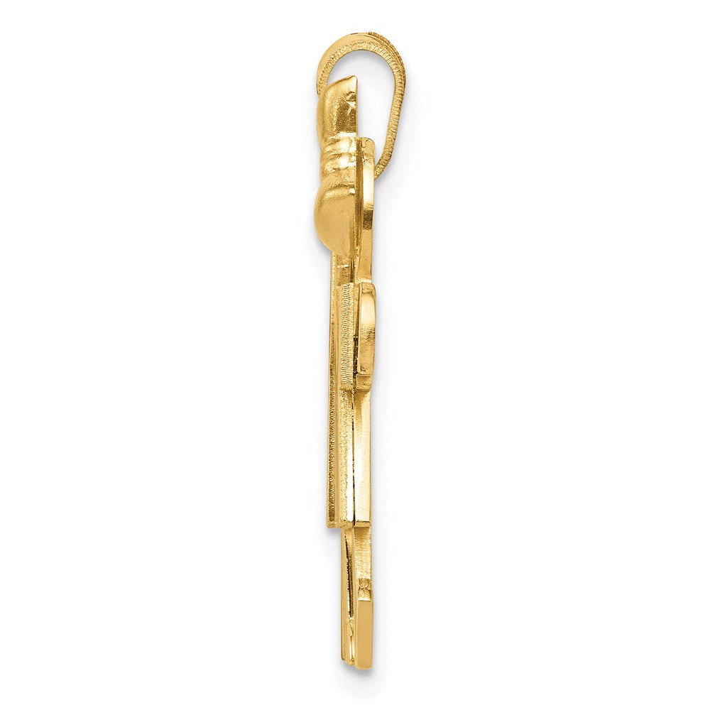 14k Yellow Gold Boy on Left and Girl on Right Engravable Charm Pendant Jewelry Gifts (Length 1.01" Width 1.37")
