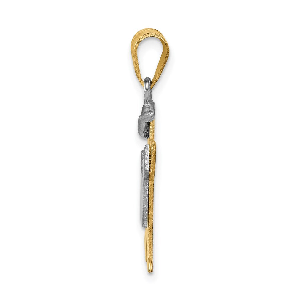 14k Two Tone Yellow and White Gold Small Boy with Hat on Left Engravable Charm Pendant Jewelry Gifts (Length 0.98" Width 0.59")