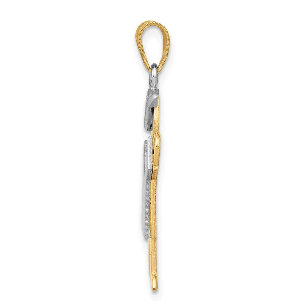 14k Two Tone Yellow and White Gold Large Boy with Hat on Left Engravable Charm Pendant Jewelry Gifts (Length 1.17" Width 0.78")