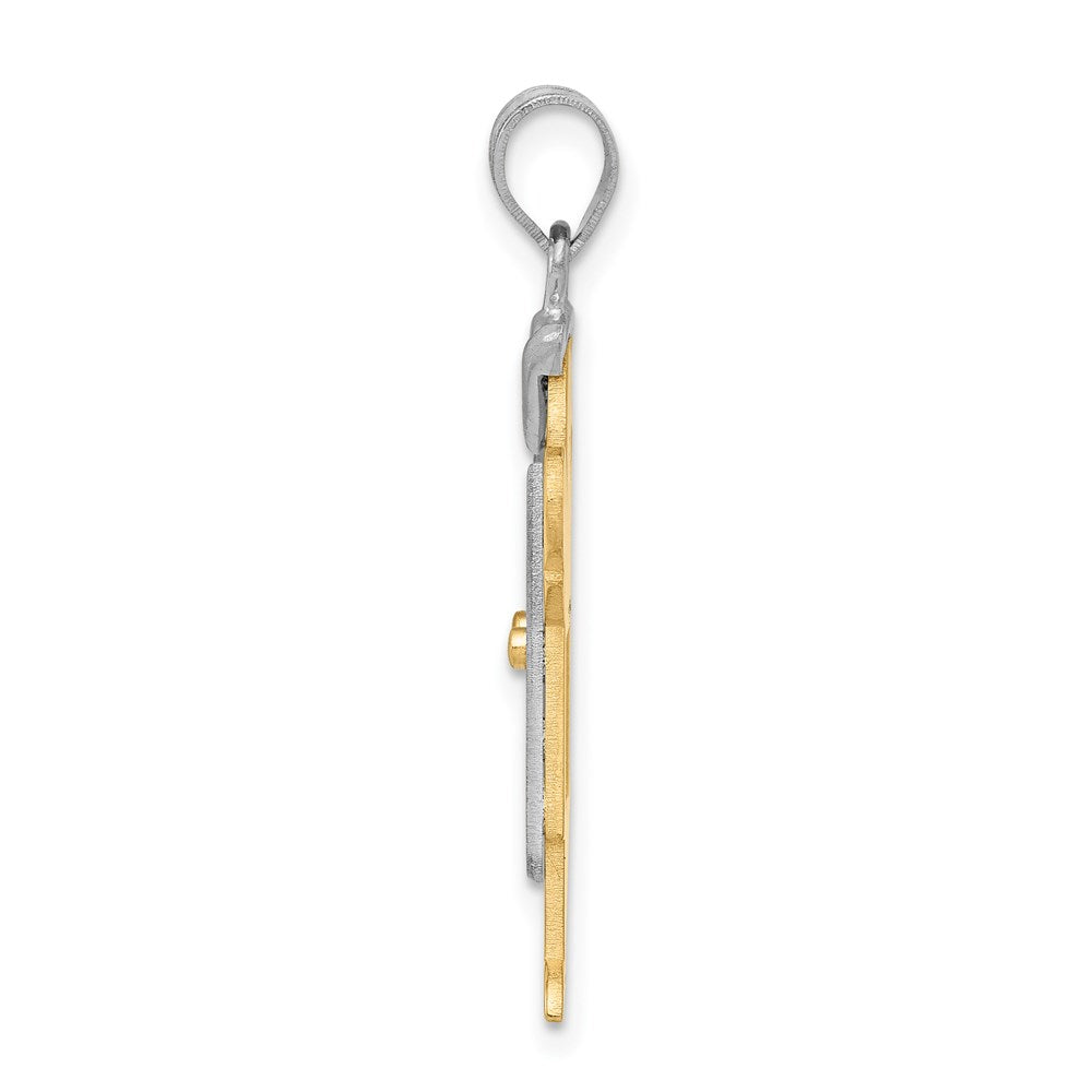 14k Two Tone Yellow and White Gold Large Boy with Hat on Left Engravable Charm Pendant Jewelry Gifts (Length 1.17" Width 0.78")