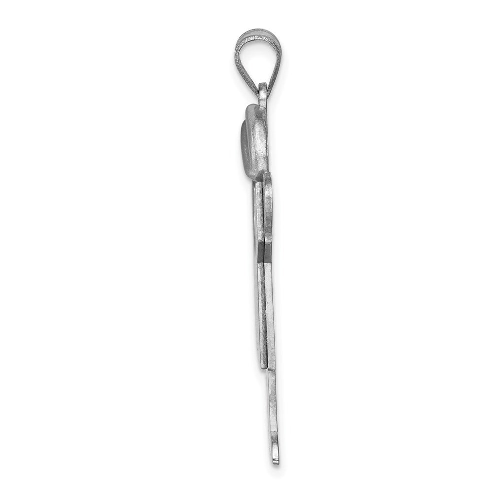 14k White Gold Large Boy with Hat on Right Engravable Charm Pendant Jewelry Gifts (Length 1.37" Width 0.9")