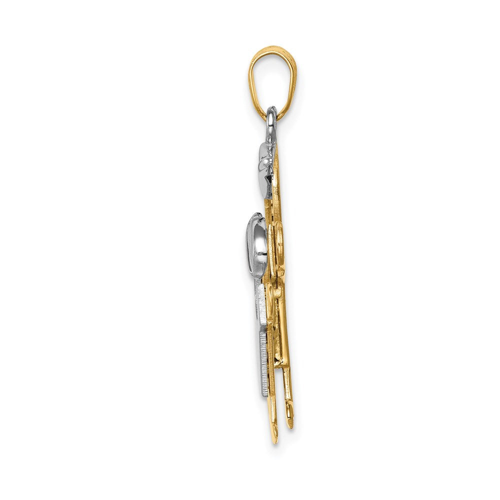 14k Two Tone Yellow and White Gold Big Boy and Little Boy Engravable Charm Pendant Jewelry Gifts (Length 1.17" Width 0.98")