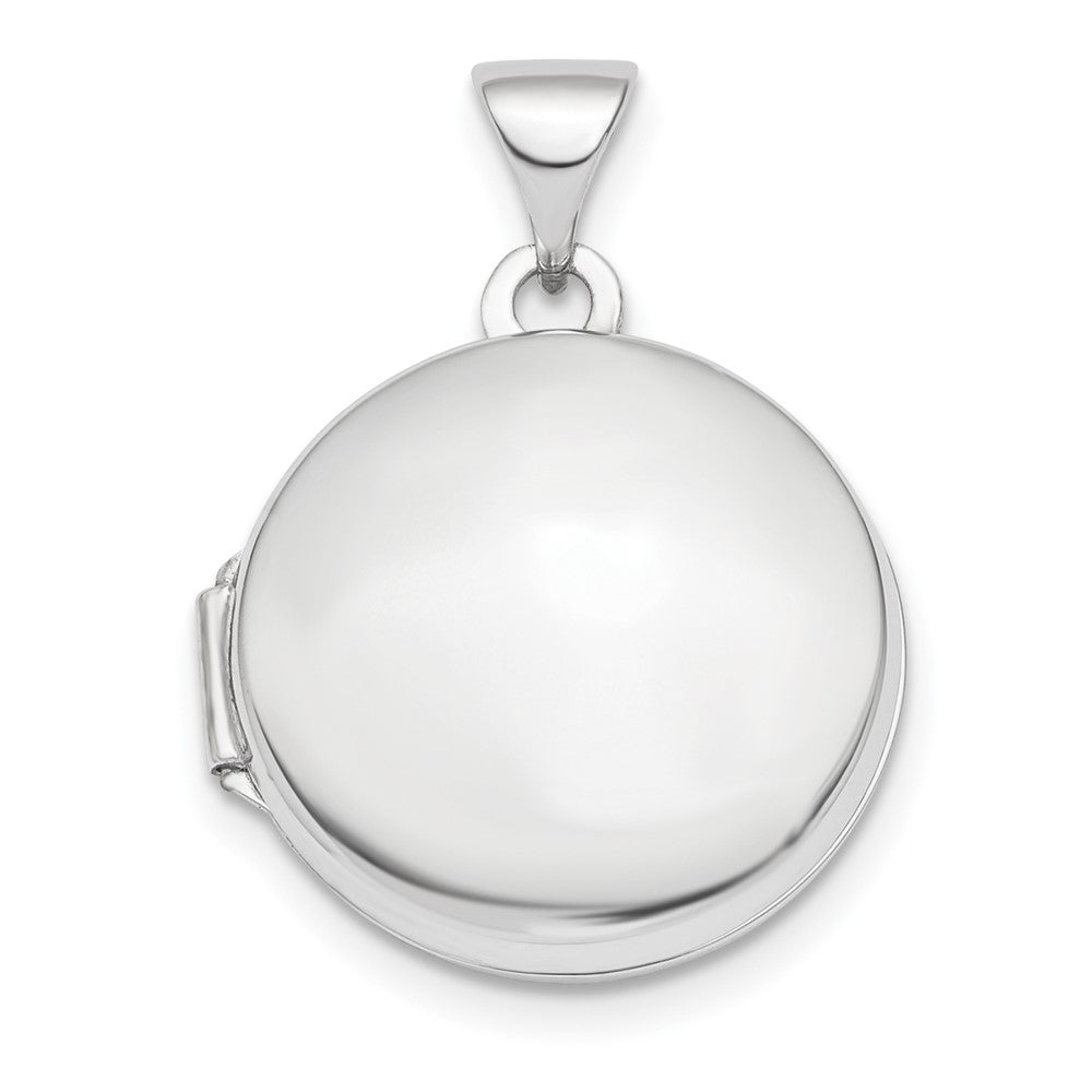14k White Gold Polished Domed 16mm Round Locket Engravable Charm Pendant Jewelry Gifts (Length 0.9" Width 0.66")