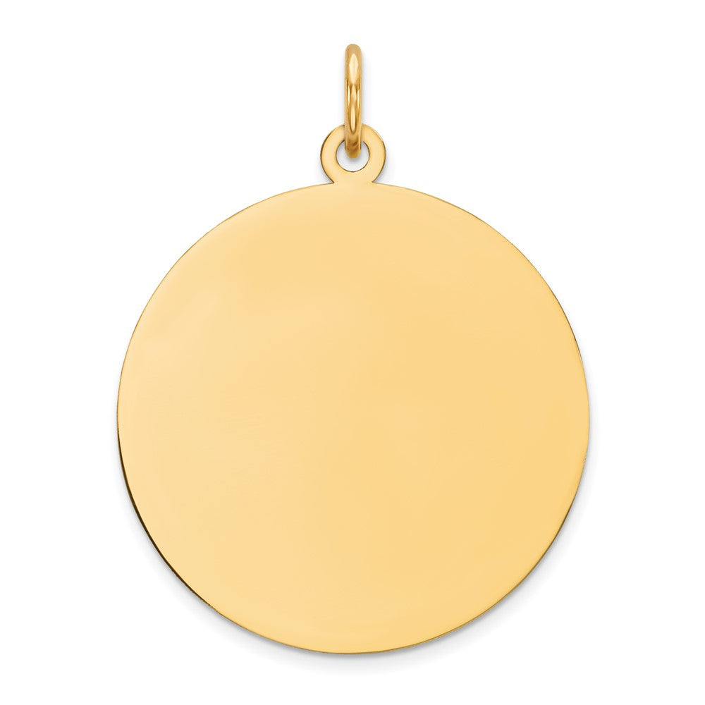 14k Yellow Gold Plain .035 Gauge Circular Disc Engravable Charm Pendant Jewelry Gifts (Length 1.13" Width 0.9")