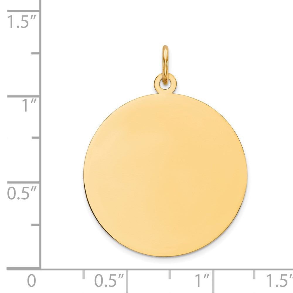 14k Yellow Gold Plain .035 Gauge Circular Disc Engravable Charm Pendant Jewelry Gifts (Length 1.09" Width 0.94")