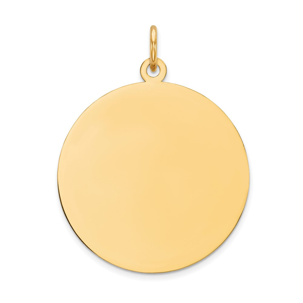 14k Yellow Gold Plain .035 Gauge Circular Disc Engravable Charm Pendant Jewelry Gifts (Length 1.09" Width 0.94")